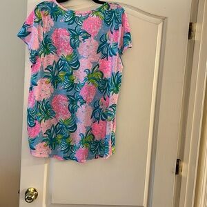 Lilly Pulitzer Pink and Green Boxy Short Sleeve Tee